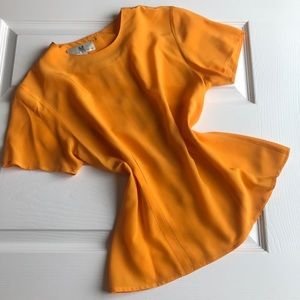 Vintage silk short sleeve blouse yellow
